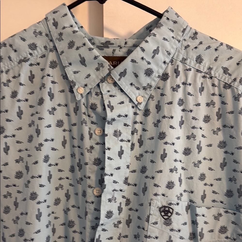 Ariat Blue Casual Button Down Cotton Shirt